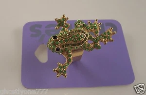 oversize Frog crystal ring adjustable ring Claire's gold tone - Picture 1 of 3