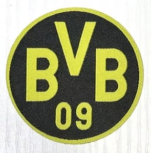 BORUSSIA/DORTMUND F.C. (BVB) AWAY SOCCER ULTRA SLIM EMBROIDERED IRON-ON PATCH. - Picture 1 of 3