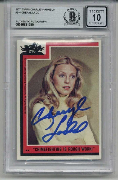 CHERYL LADD SIGNED 1977 TOPPS CHARLIE'S ANGELS #216 BECKETT BAS AUTO GRADE 10 - Image 1 of 2