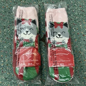 4 PAIRS WONDERSHOP Kids CAT SUPER SOFT CREW SOCKS SIZE XS-S 11-1 CHRISTMAS NIP - Picture 1 of 3