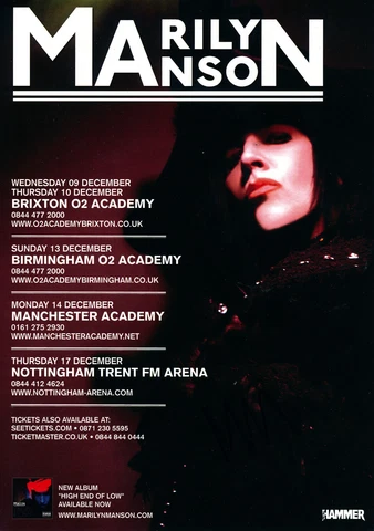 MARILYN MANSON SIGNED 2009 TOUR FLYER Cover
