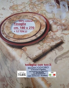 TOVAGLIA 1^CLASSE RETTANGOLARE cm. 180 x 270 + 12 TOVAGLIOLI 100% cotone - Picture 1 of 6