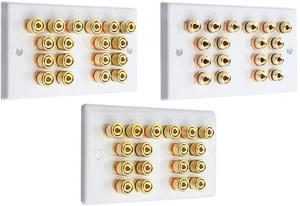 Audio Speaker AV 9.0 Wall Face Plate 18 Terminal Binding Posts for Banana Plugs - Imagen 1 de 18
