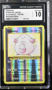 CGC 10 Gem Mint Chansey 70/108 Evolutions Reverse Holo Graded Card - Pop 10! - Picture 1 of 2