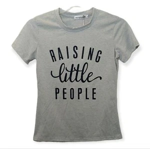 T-shirt grafica donna taglia small aderente top rialzo piccole persone grigio chiaro - Foto 1 di 7