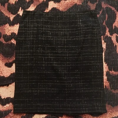 De Colección Años 90 Y2K Donna Karan DKNY Negro Plata Lana Tweed Tejido Lápiz Falda 6 Preppy Foto 1 de 4