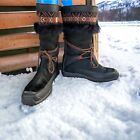 Vintage Tecnica Fur Leather Snow Ski Boots Made In Italy US sz 7.5 Apres Western