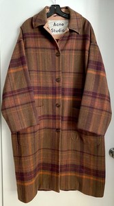 acne studios checked felt coat