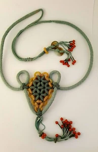 COLLANA CORALLO GIADA ANTICA VINTAGE ARTIGIANALE CINESE INTRECCIATA ARTIGIANALE - Foto 1 di 12