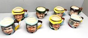 Lot 8 Vintage Character Mugs Small 3" Toby Character Mugs Jugs Japan hat SL - Picture 1 of 11