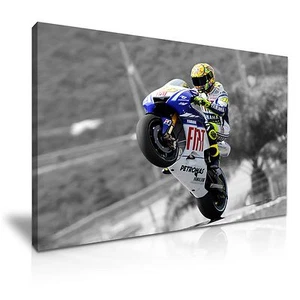 Impresión de imagen de arte de pared en lienzo campeón del mundo de Valentino Rossi MotoGP ~ 9 tamaños - Imagen 1 de 7