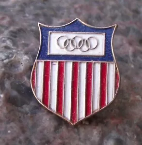 Antique American Olympic Fund Stars Stripes Shield Team USA Tie Pin Badge - Picture 1 of 2