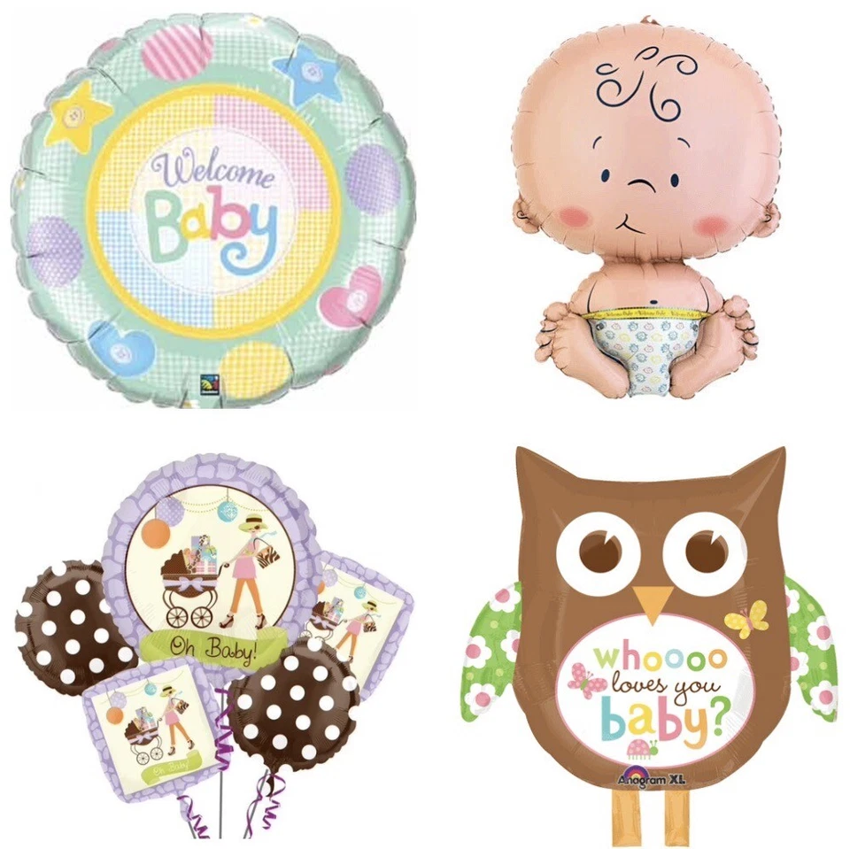 Baby Balloons JUMBO SHAPES Boy/Girl Foil Mylar New Baby Shower Party Balloons  - Image 1 of 1