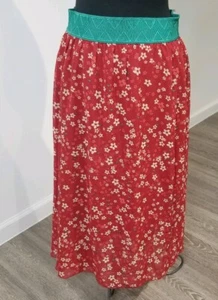 LuLaRoe Maxi Skirt Coral Brown Green Floral Elastic Waist Skirt Sz Medium - Picture 1 of 6