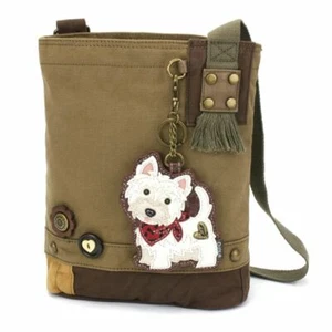 New Chala Patch Crossbody Messenger Olive Green Bag Canvas gift WESTIE Dog - Picture 1 of 9