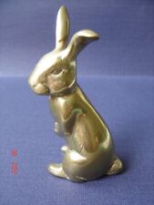 Vintage solid brass Hare paperweight 9cms tall