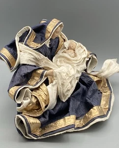 Belén de Navidad vintage ornamentado RR papel maché romano María Jesús dorado azul profundo - Imagen 1 de 14