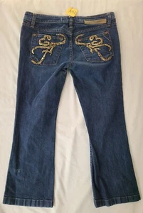 Ed Hardy Women's Mid-Rise Denim Capris Size 29 Embroidery - Picture 1 of 5