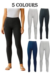 Ladies Womens Leggings Plain Stretch Fit Elasticated Waist Ex Store NEW - Picture 1 of 18