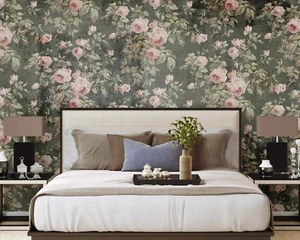 Pink Roses Beautiful Retro Vintage Rose Blooms Botany Wallpaper Murals - Picture 1 of 9
