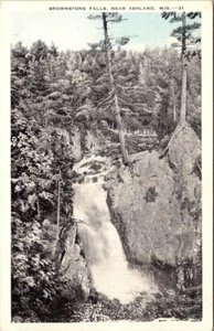 Postcard Brownstone Falls Near Ashland Wisconsin WI Posted 1950 - Picture 1 of 2