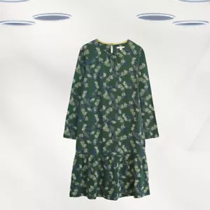 Ex White Stuff Women's Long Sleeve Fairtrade Dress in Green Floral - Picture 1 of 2