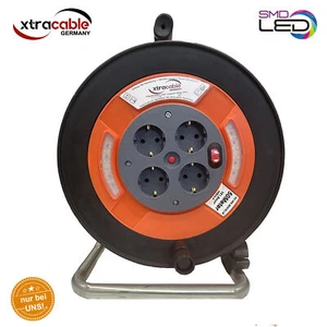 Leere Kabeltrommel Leertrommel Kabelabroller IP20 mit 4 Steckdosen und LED - Bild 1 von 5