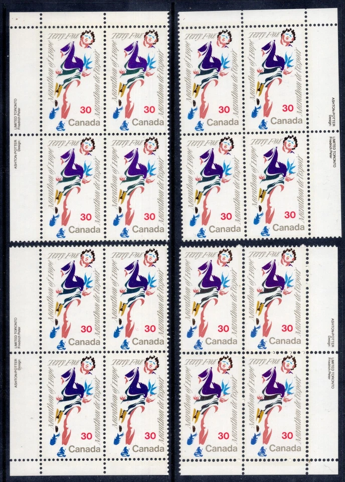 Canada 915i VF MNH M/S PBs on DF paper, 30c Terry Fox 1982 issue CV $52 - Image 1 of 1