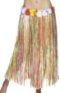 Hawaiian Hula Skirt + Flowers Adults Beach Party Long 79cm Fancy Dress Accessory - Picture 1 of 2