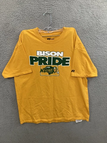 North Dakota State Bisons Shirt Mens Extra Large Yellow Green NCAA Russell Cover