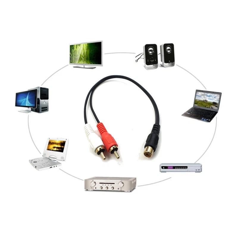 RCA Female to 2RCA Male M/F Splitter Combine Cable Stereo Audio Adapter Cord AU - Image 1 of 4