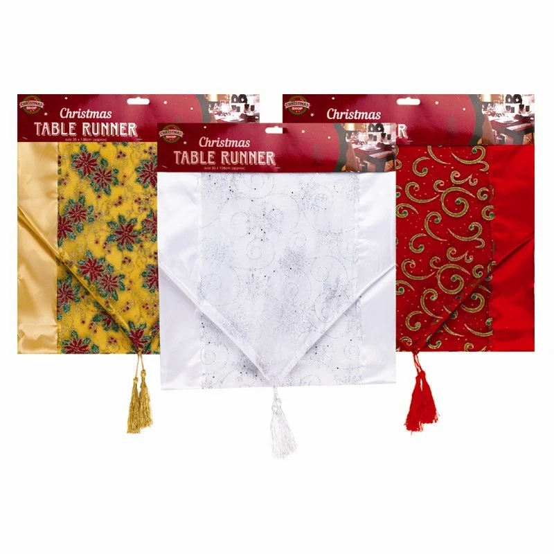 Christmas Table Runner Gold, Silver or Red Size 35cm x138cm - Image 1 of 1