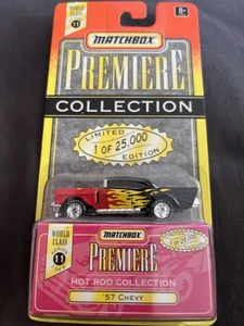MATCHBOX PREMIERE COLLECTION '57 CHEVY Black With Flames Boxed (Bubble Damage) - Picture 1 of 8
