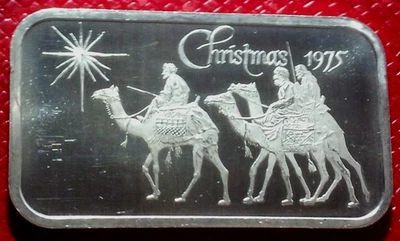 Christmas 1975-Three Wisemen Art Bar 1 Troy oz.999 Silver by Madison Mint - Image 1 of 3