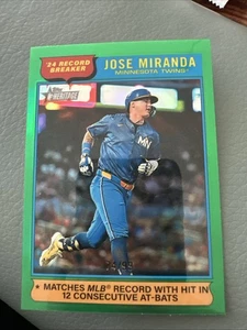 2025 Topps Heritage Record Breakers Jose Miranda #4 CHROME Green /99 Twins SP - Picture 1 of 3