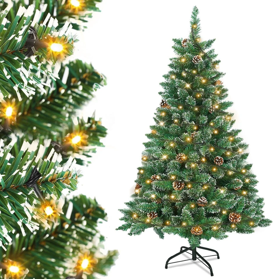 Christmas Tree Artificial Snow Flocked Pinecone with LED Lights Xmas Decorations - Image 1 of 4