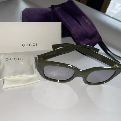 GAFAS DE SOL GUCCI GG1139S 002 LENTES ESPEJADAS ORO OLIVA/PLATA PULIDAS 52-23 NUEVAS Foto 1 de 4