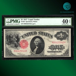 Fr.39 1917 $1 One Dollar Legal Tender Note, Sawhorse Reverse, PMG 40 EPQ, 25545 - Picture 1 of 2