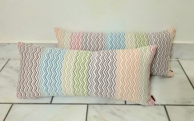 MISSONI HOME JARRIS 30x60cm 2 PIEZAS ALMOHADA DECORATIVA PASTEL ZIGZAG MULTICOLOR Foto 1 de 3