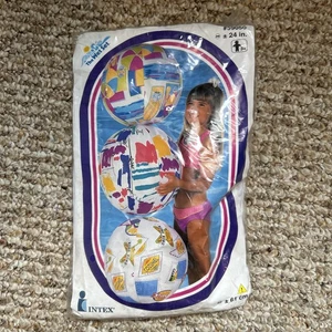 Vintage 1994 The wet set Intex 24” beach ball NOS Miami Cozumel Guam Hong Kong - Foto 1 di 2