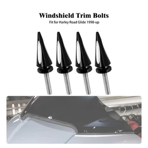 4x Black Spike Windscreen Bolts Windshield Screws For Harley Road Glide 98-2025 - Picture 1 of 17