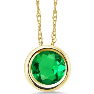 14K Yellow Gold Nano Emerald Pendant Necklace For Women (0.77 Cttw, Gemstone - Picture 1 of 4
