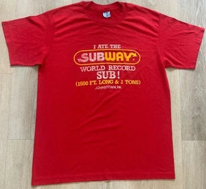Vintage Johnstown Pennsylvania Subway T Shirt Large 1990s World Record USA - Picture 1 of 6