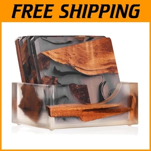 Set of 6 Walnut Wood Drink Coasters - Picture 1 of 8