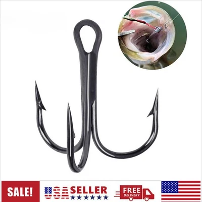 100X Black Nickel Treble Fishing Hooks High Carbon Treble Hooks Sharp 4-1.0 2.0 - Image 1 of 4