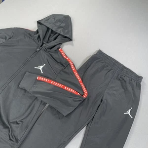 Jordan Tracksuit Youth LG 12-13 Black Red Jumpman 2 Piece Hoodie Jacket Joggers - Foto 1 di 24