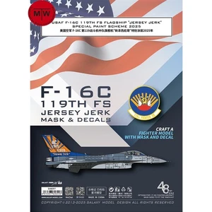Galaxy 1/48 F-16C 119TH FS Jersey Jerk 2025 Mask & Decals for Tamiya 61106 Model - Picture 1 of 5
