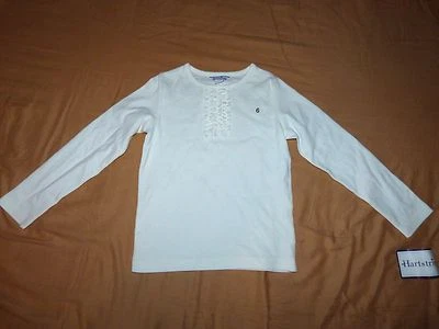NWT Girls 6 HARTSTRINGS Ruffle Detail Cream Long Sleeve Shirt NEW  - Image 1 of 3