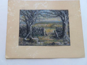 QUADRO ARTISTICO DA COLLEZIONE (1971) "ALBERI/PARETE DI ROCCIA" (R E Pettengill) JS - Foto 1 di 2