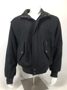 Members Only Jacket Black Wool Biker Bomber Coat Size 40 - Picture 1 of 10